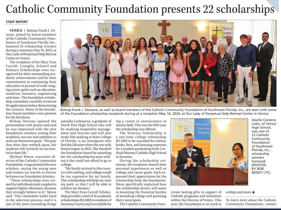 Catholic Community Foundation Presents 22 Scholarships